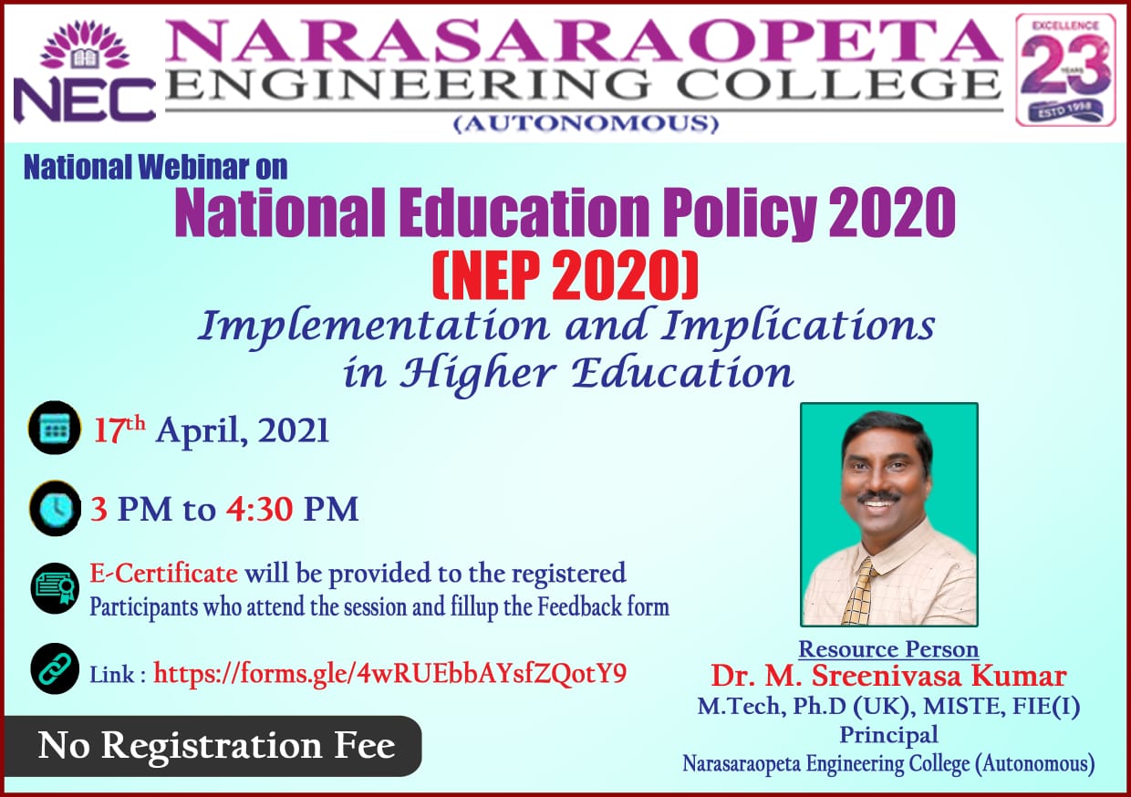 National Education Policy 2020 (NEP 2020). Implementation And ...